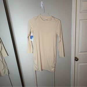 Abound Beige Ribbed Long Sleeve Dress